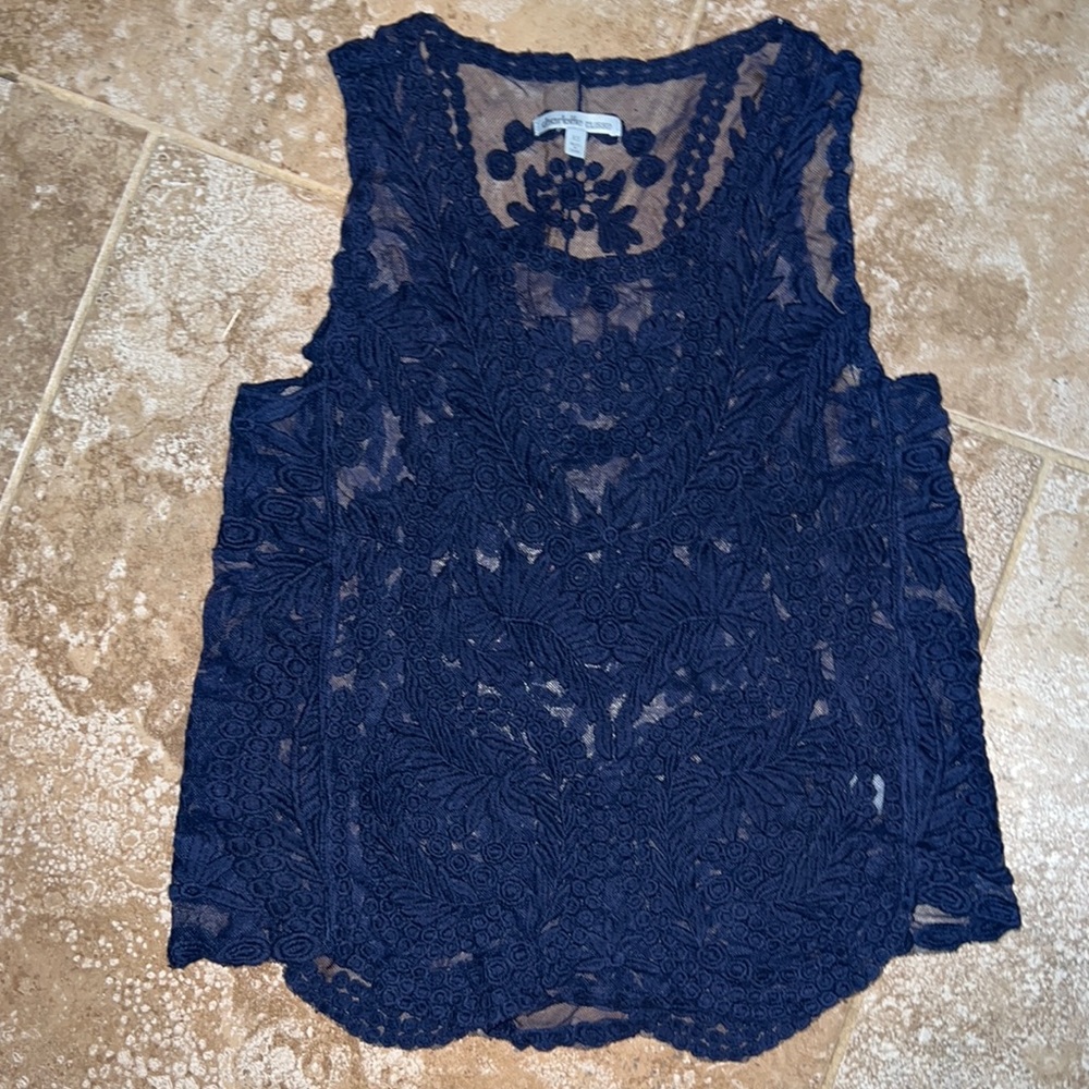 Navy blue mesh blouse